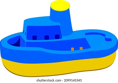 Blue river ship, illustration, vector on a white background.