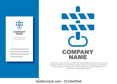 Blue Road barrier icon isolated on white background. Symbol of restricted area which are in under construction processes. Repair works. Logo design template element. Vector