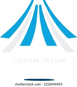 
icono de ruta azul con ilustración vectorial de líneas duplicadas