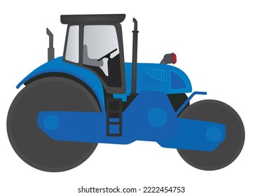 Blue road roller. vector illustration