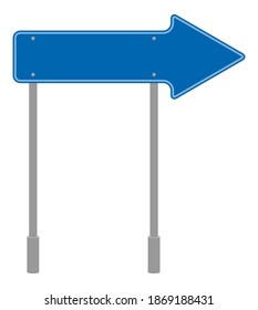 Blue road sign, geometric triangular shape traffic symbol. Cartoon vector isolated icon