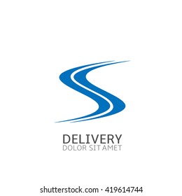 Blue Road sign logo. Transportation concept,  Delivery company logo template