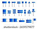 Blue Road Sign Set Vector Illustration
