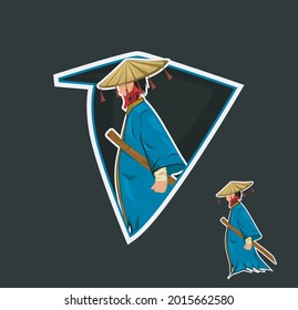 Blue Robe Swordsman gaming mascot template