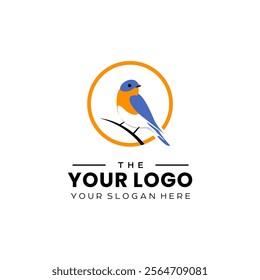 Blue Robin Nest: Elegant Avian Logo Design