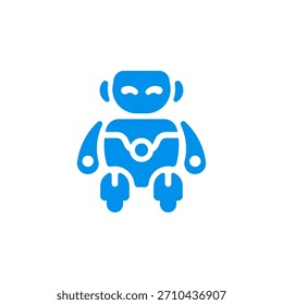 Blue Robot AI Asistente de Mecha Cuidador Sonrisa Cabeza Moderno Vector de Diseño de Logotipo Abstractas