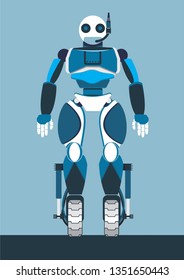 blue robot character design 