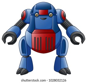 Blue robot character isolated on white background