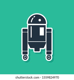 Blue Robot icon isolated on green background.  Vector Illustration