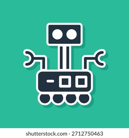 Icono de robot azul aislado sobre fondo verde. Inteligencia artificial, aprendizaje automático, computación en la nube.  Vector
