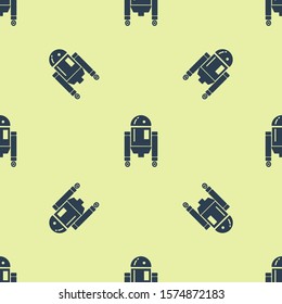 Blue Robot icon isolated seamless pattern on yellow background.  Vector Illustration