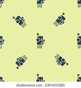 Blue Robot icon isolated seamless pattern on yellow background. Artificial intelligence, machine learning, cloud computing.  Vector