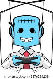 Blue robot illustration , robot vector design 