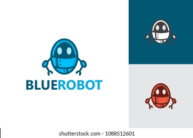 Blue Robot Logo Character Template Design Vector, Emblem, Design Concept, Creative Symbol, Icon