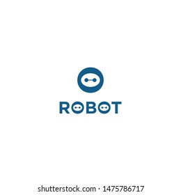 Blue robot logo icon vector.