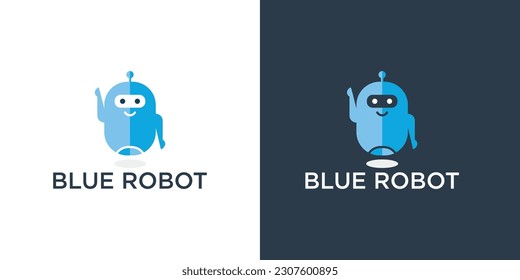 Blue Robot Logo Template Design