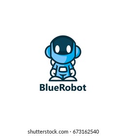 Blue Robot Logo Template Design