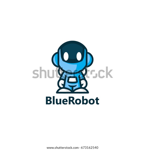 Blue Robot Logo Template Design Stock Vector (Royalty Free) 673162540 ...