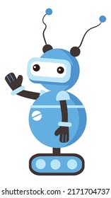 Blue robot mascot. Cute automatic machine toy