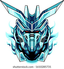 Blue robot mascot logo design