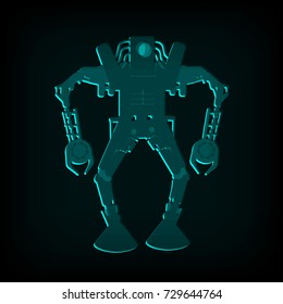 Blue robot. Robot parts. Logos or emblems. Vector. Black background.
Illustration can be used in the internet advertisements,
banners, websites, infographics.
