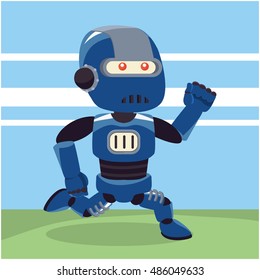 blue robot running illustration design