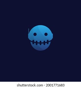 Blue robot sinister log vector