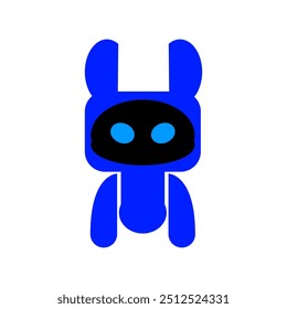 blue robot vector design with expressionless front view, simple robot design, cute robot