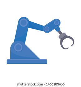 Blue robotic arm with mounting to the floor. Vector illustration on white background.