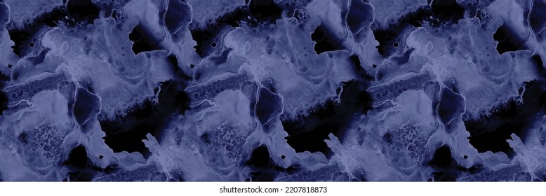 Blue Rock Marble Watercolor. White Alcohol Ink Background. Light Elegant Pattern. Blue Marble Tile Texture. Water Color Splash Wall. Navy Sea Ocean. Navy Gradient Background. Vector Seamless Sea Foam