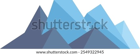 Blue rock mountain landscape in low poly style