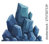 Blue rock stone boulder stack nature vector illustration in flat color template design suitable for environmental graphics outdoor scenery and natural themes