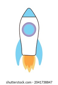 diseño de cohete azul sobre blanco
