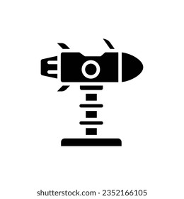 Blue Rocket Filled Icon Vector Illustration