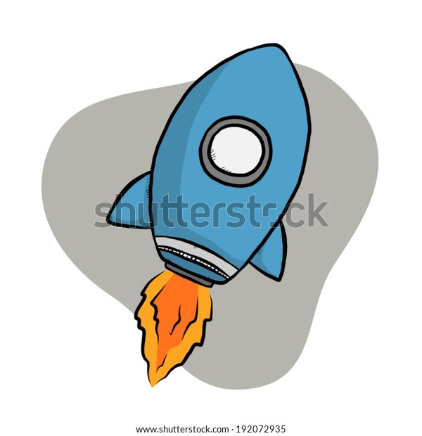 Blue Rocket Fire Cartoon Vector Illustration Stock Vector (Royalty Free ...