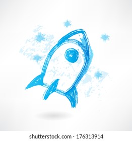 Blue rocket grunge icon