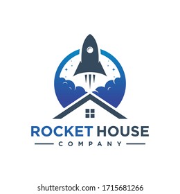 blue rocket house logo design