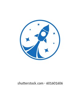 Blue rocket icon.