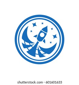 Blue rocket icon.
