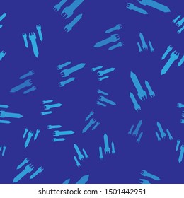 Blue Rocket icon isolated seamless pattern on blue background.  Vector Illustration