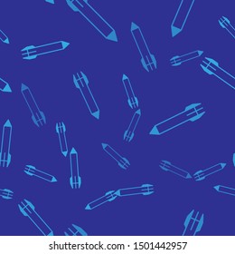 Blue Rocket icon isolated seamless pattern on blue background.  Vector Illustration