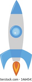 cohete azul, ilustración, vector sobre fondo blanco.