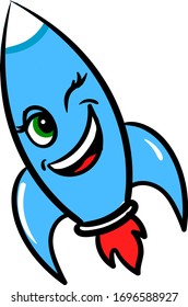 Blue rocket, illustration, vector on white background