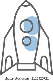Blue rocket, illustration, vector on a white background.
