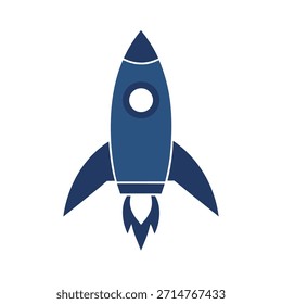 Lançamento de foguete azul sobre fundo branco Palavras-chave foguete, nave espacial, espaço, lançamento, viagem, exploração, ciência, tecnologia, futuro, inovação.