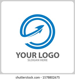 blue rocket logo vector ilustration