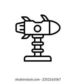 Blue Rocket Outline Icon Vector Illustration