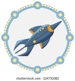 Blue rocket ship with a frame.
