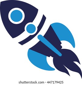 Blue rocket spaceship 