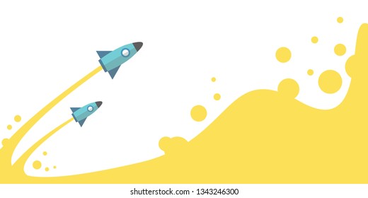 blue rocket spaceship design vector